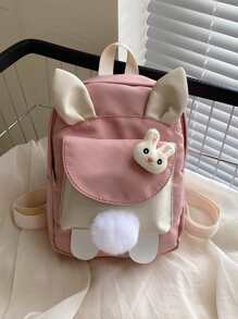 Waterproof,Lightweight,Portable Mini Rabbit Ear Design Fashion Backpack With Adjustable-Strap & Pom Pom School Bag For Graduate, Teen Girls, Freshman, Sophomore, Junior & Senior In College, University & High School, Perfect For Outdoors,Travel & Back To SchoolSchool Backpack,School Bag,School Bookbag,Big Backpack,Large Capacity,Portable,Lightweight,Cute, Suitable For Teen Girls Women College Students, Perfect For Back To School,First Day Of School,College,Middle School, High School