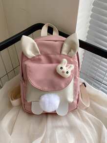 Waterproof,Lightweight,Portable Mini Rabbit Ear Design Fashion Backpack With Adjustable-Strap & Pom Pom School Bag For Graduate, Teen Girls, Freshman, Sophomore, Junior & Senior In College, University & High School, Perfect For Outdoors,Travel & Back To SchoolSchool Backpack,School Bag,School Bookbag,Big Backpack,Large Capacity,Portable,Lightweight,Cute, Suitable For Teen Girls Women College Students, Perfect For Back To School,First Day Of School,College,Middle School, High School