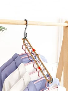 1pc Portable Plastic Clothes Hanger, Multifunction Multi-hole Foldable Clothes Hanger For Home And Travel
