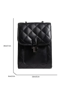 Quilted Square Bag Mini Flap Black - Black - View 4