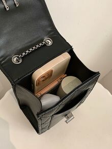 Quilted Square Bag Mini Flap Black - Black - View 3