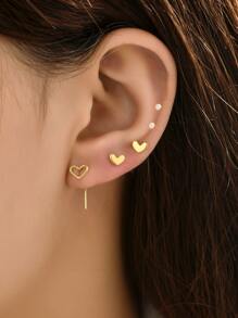 5 piezas Arete con adorno de corazón - Amarillo Oro - Ver 1