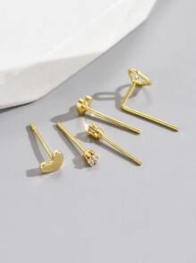 5 piezas Arete con adorno de corazón - Amarillo Oro - Ver 3