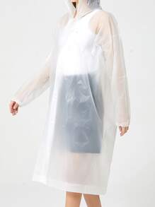 1pc EVA Drawstring Hooded Raincoat, Portable Waterproof Rain Jacket For Outdoor - White - View 6