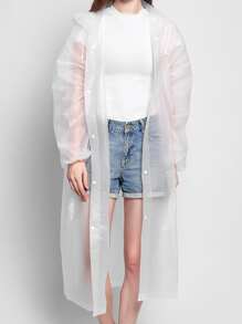 1pc EVA Drawstring Hooded Raincoat, Portable Waterproof Rain Jacket For Outdoor - White - View 7