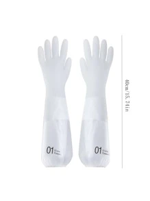 1對PVC家用手套現代主義字母圖形保暖襯里長廚房洗碗手套