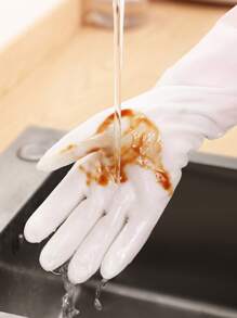 1對PVC家用手套現代主義字母圖形保暖襯里長廚房洗碗手套