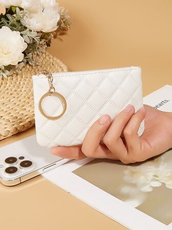 Billetera de mujer con flores prensadas de unicolor, billetera pequeña, monedero