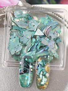 FULL BEAUTY 1盒彩虹云母和鲍鱼壳美甲装饰DIY指甲饰品美甲宝石美甲用品指甲 - 綠色 - 查看 1