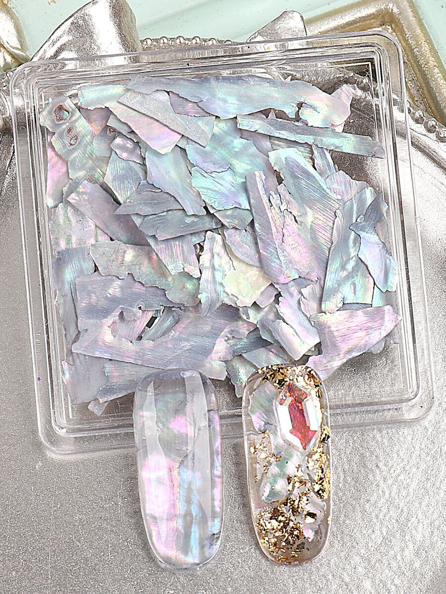 FULL BEAUTY 1box Pearlized Mica Abalone Shell Nail Art Decoration DIY Nail Charms Nail Gems Nail Supplies - Multicolor - View 1