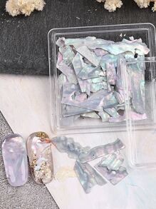 FULL BEAUTY 1box Pearlized Mica Abalone Shell Nail Art Decoration DIY Nail Charms Nail Gems Nail Supplies - Multicolor - View 2