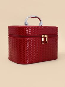 1pc Red Portable Large Capacity Storage Makeup Bag - Burgundy - View 1