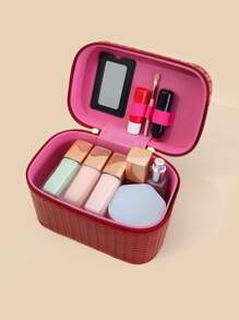 1pc Red Portable Large Capacity Storage Makeup Bag - Burgundy - View 2