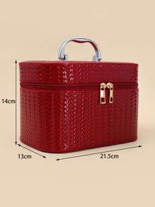1pc Red Portable Large Capacity Storage Makeup Bag - Burgundy - View 4