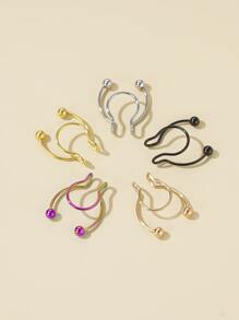 cái/bộ Vòng bít mũi bằng thép không gỉ Nhẫn giả vách ngăn mũi bằng thép không gỉ Môi giả Tai mũi Vòng không xỏ khuyên Kẹp trên mũi Hoop Nhẫn Body Quà tặng trang sức bằng thép không gỉ Quà tặng trang sức xuyên cơ thể phổ biến cho phụ nữ và nam giới - Nhiều màu - Xem 1