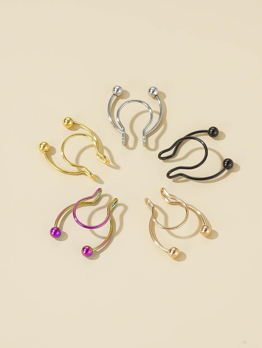 cái/bộ Vòng bít mũi bằng thép không gỉ Nhẫn giả vách ngăn mũi bằng thép không gỉ Môi giả Tai mũi Vòng không xỏ khuyên Kẹp trên mũi Hoop Nhẫn Body Quà tặng trang sức bằng thép không gỉ Quà tặng trang sức xuyên cơ thể phổ biến cho phụ nữ và nam giới - Nhiều màu - Xem 1