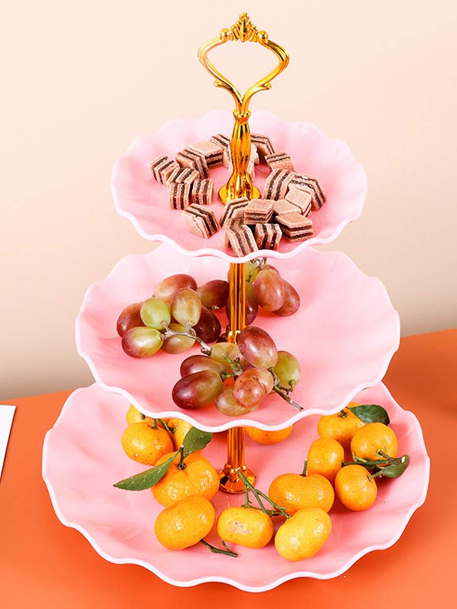 1pc Plastic Tiered Serving Tray, MultiPurpose Display Stand For Tea