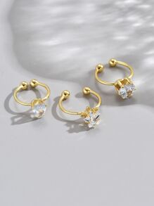3 cái/bộ Nhẫn ngón chân trang trí hình trái tim bằng đá Cubic Zirconia - Vàng - Xem 2