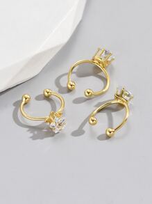 3 cái/bộ Nhẫn ngón chân trang trí hình trái tim bằng đá Cubic Zirconia - Vàng - Xem 3