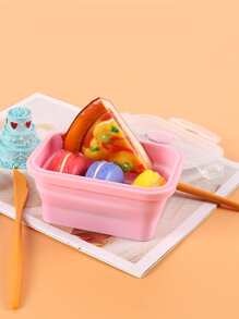 1入組矽膠午餐袋創意粉色可折疊午餐袋、工作、學校