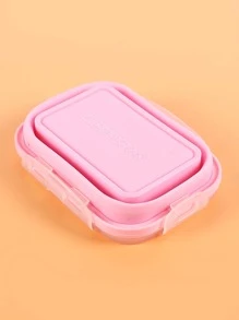 1入組矽膠午餐袋創意粉色可折疊午餐袋、工作、學校