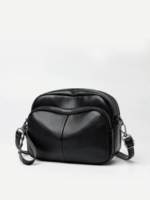 Mini Black Crossbody Bag Zipper Around - Dark Grey - View 1