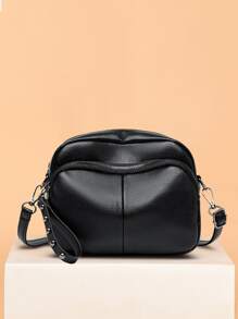 Mini Black Crossbody Bag Zipper Around - Dark Grey - View 2