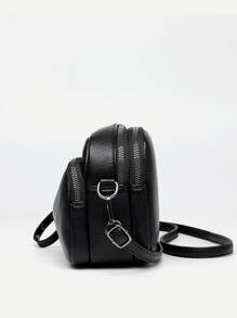 Mini Black Crossbody Bag Zipper Around - Dark Grey - View 4