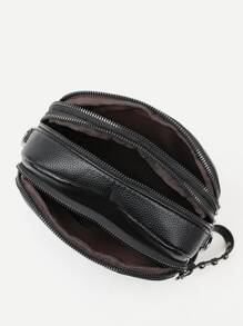 Mini Black Crossbody Bag Zipper Around - Dark Grey - View 6