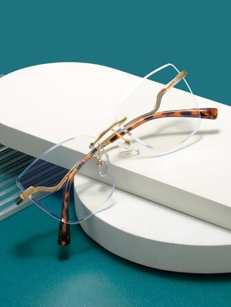 1 对女士几何框架休闲眼镜，适合女士日常生活眼镜配件