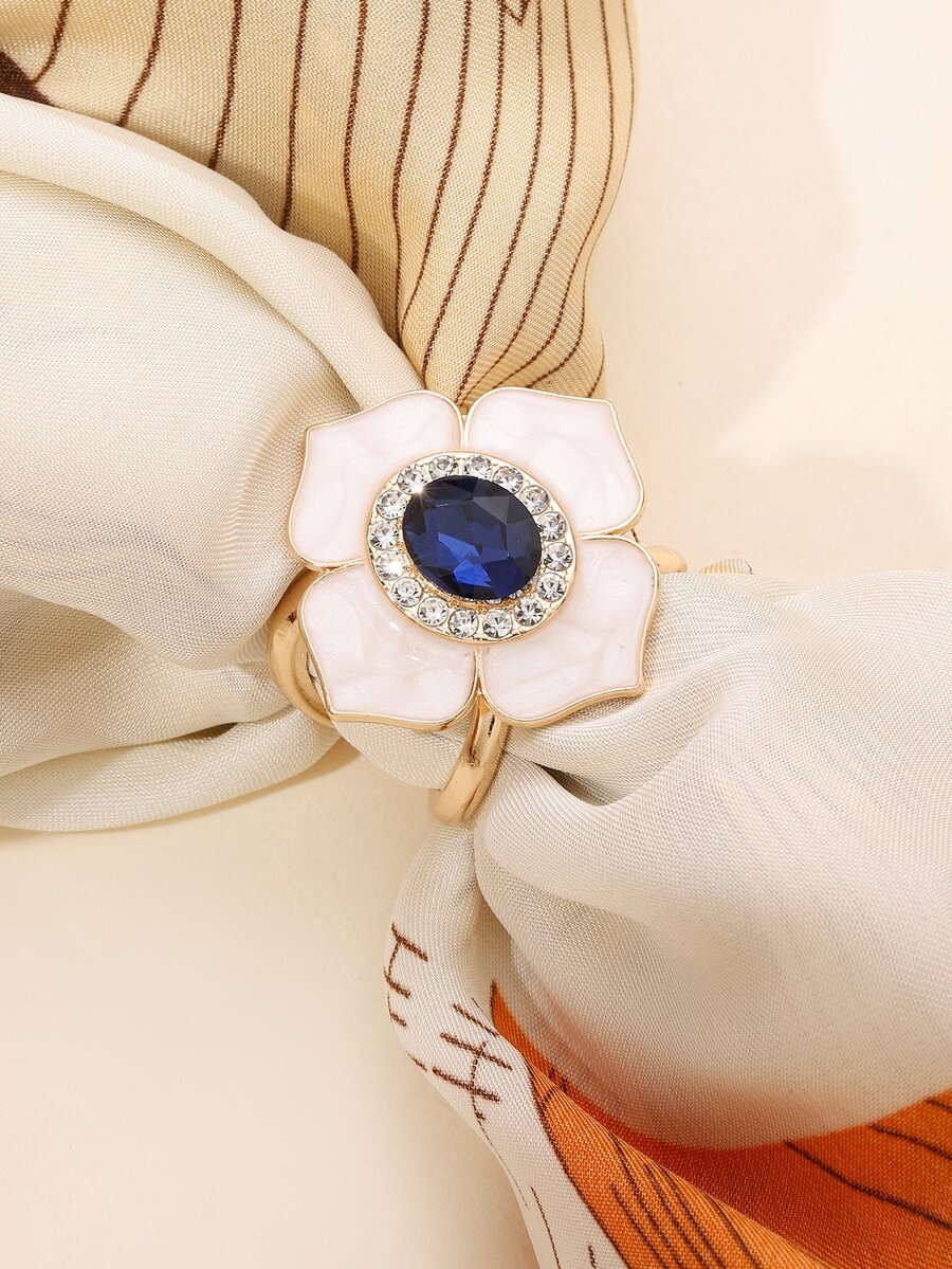 Anillo de pañuelo con diseño de diamante de imitación - Dorado - Ver 1