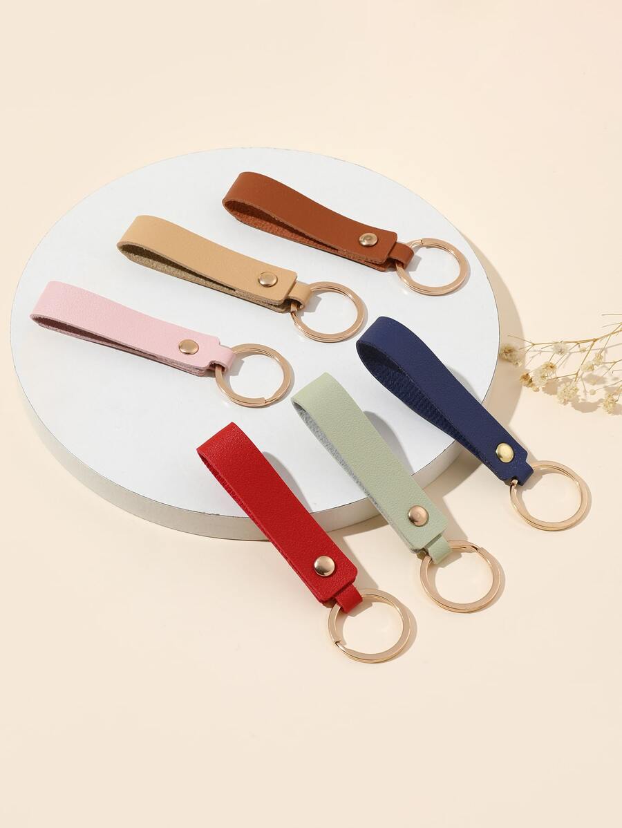 6 件多色 PU 皮革钥匙扣 休闲礼品纪念品 汽车配件 包袋饰品 学院风 可爱哥特风 Y2K - 藍色 - 查看 1