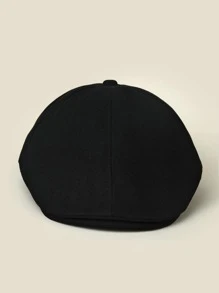 1pc Men Buckle Decor Casual Style Beret - Black - View 2