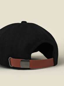 1pc Men Buckle Decor Casual Style Beret - Black - View 3