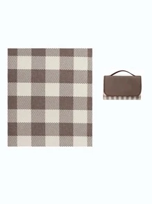 1 tấm thảm dã ngoại in hình kẻ sọc - Cà phê nâu - Xem 1