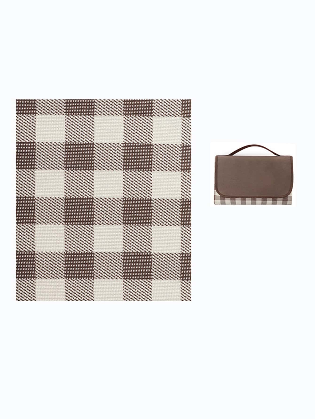 1 tấm thảm dã ngoại in hình kẻ sọc - Cà phê nâu - Xem 1