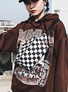 時尚腰包腰包休閒女腰包男女通用腰包手機包棋盤胸包