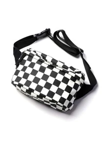 時尚腰包腰包休閒女腰包男女通用腰包手機包棋盤胸包