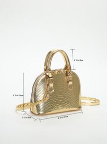 Bolso domo pequeño en relieve de color metálico funky - Dorado - Ver 3