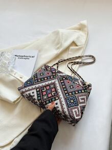 Fashionable,Minimalist,Casual,Geometric Pattern Square Bag Medium Flap For Girl, Teen Girls