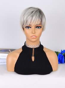 Peluca sintética de corte pixie corto con flequillo - Multicolor - Ver 1