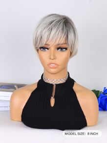 Peluca sintética de corte pixie corto con flequillo - Multicolor - Ver 2