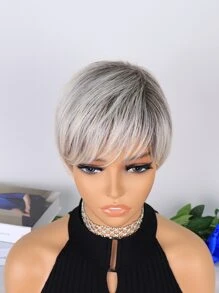 Peluca sintética de corte pixie corto con flequillo - Multicolor - Ver 4