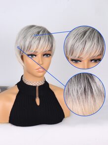 Peluca sintética de corte pixie corto con flequillo - Multicolor - Ver 5