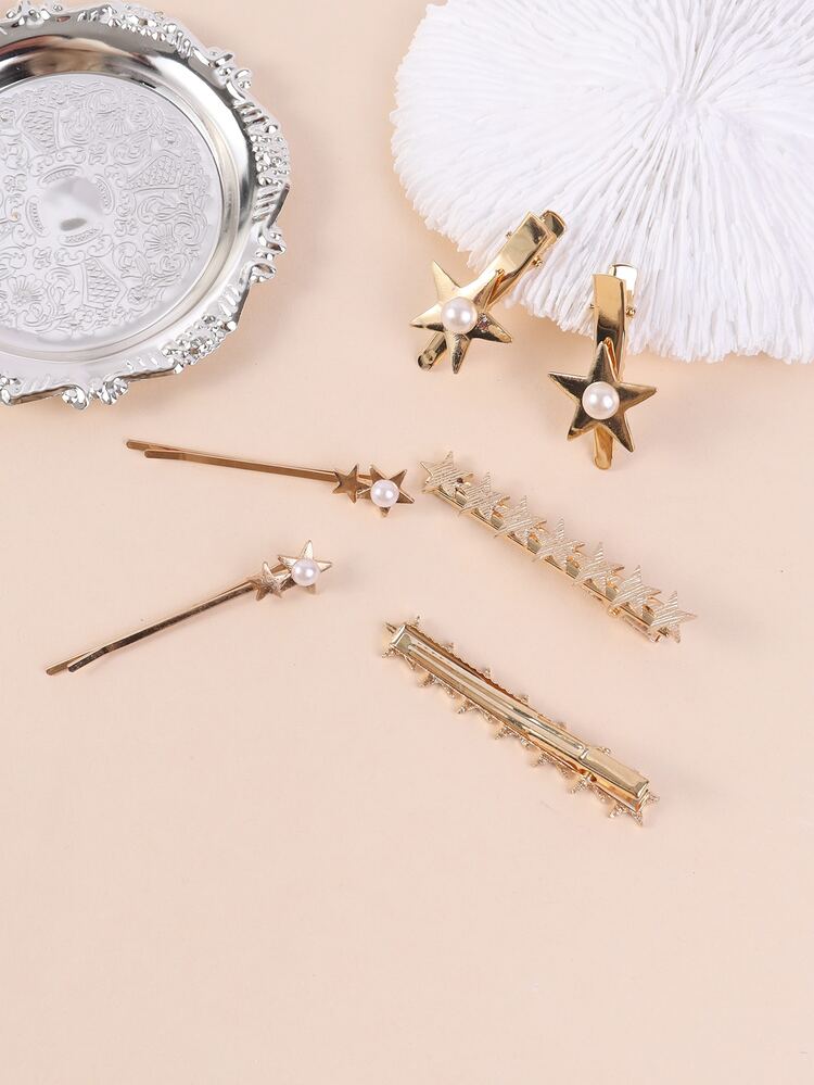 6 cái Kẹp Tóc Ngôi Sao Trang Trí Tuyệt Đẹp Cho Nữ - Vàng - Xem 2