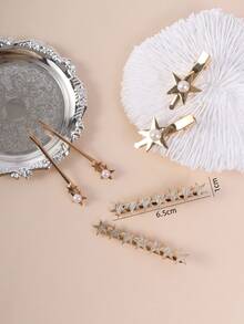 6 cái Kẹp Tóc Ngôi Sao Trang Trí Tuyệt Đẹp Cho Nữ - Vàng - Xem 3