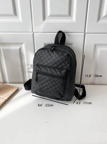 Mochila clásica guateado con cremallera delantera negro para diariamente - Negro - Ver 3