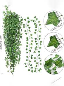 Đám cưới 12 chiếc Dây leo khoai lang nhân tạo, Cây thường xuân nhân tạo, Cây nho có lá thường xuân, Vòng hoa xanh, Vòng hoa cây xanh để trang trí phòng ngủ, Cây thường xuân nho lụa thẩm mỹ để trang trí tường phòng - màu xanh lá - Xem 2