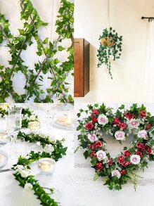 Đám cưới 12 chiếc Dây leo khoai lang nhân tạo, Cây thường xuân nhân tạo, Cây nho có lá thường xuân, Vòng hoa xanh, Vòng hoa cây xanh để trang trí phòng ngủ, Cây thường xuân nho lụa thẩm mỹ để trang trí tường phòng - màu xanh lá - Xem 3