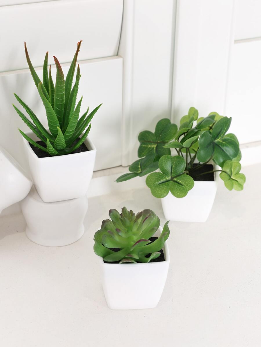 3 chậu cây mọng nước nhân tạo trang trí nhỏ, kệ hoa tủ tivi gia đình, đồ trang trí cây xanh, đồ trang trí cây mọng nước cho tiệc cưới, lễ đính hôn, ngày lễ tình nhân - Nhiều màu - Xem 1